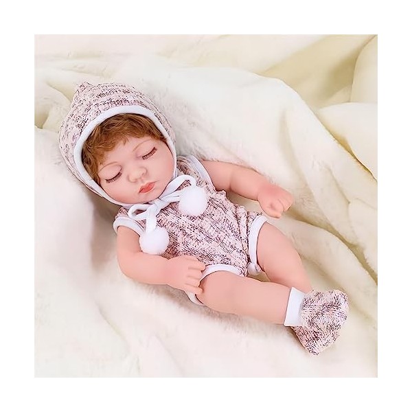 CUAIBB Small Reborn Dolls 11.8 inch, Poupée réincarnée pour Enfants, poupée en Vinyle, poupée dormeuse réaliste avec vêtement