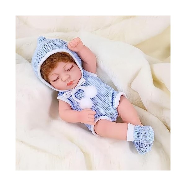 CUAIBB Small Reborn Dolls 11.8 inch, Poupée réincarnée pour Enfants, poupée en Vinyle, poupée dormeuse réaliste avec vêtement