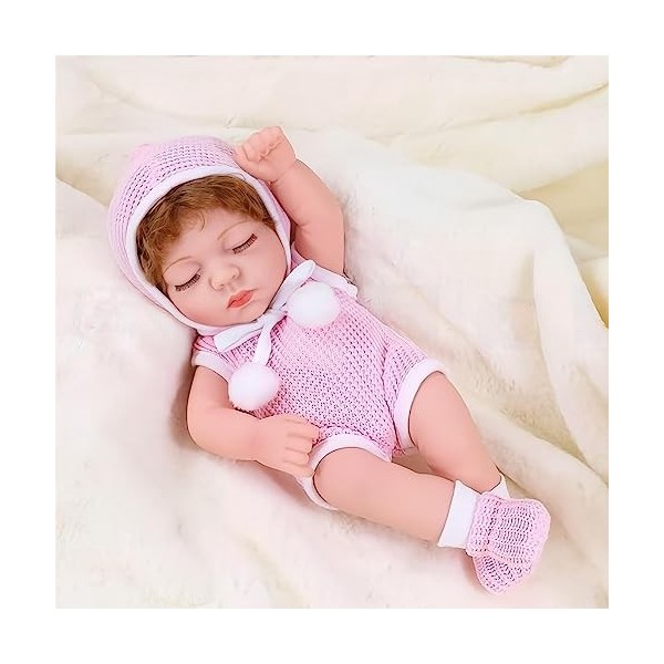 CUAIBB Small Reborn Dolls 11.8 inch, Poupée réincarnée pour Enfants, poupée en Vinyle, poupée dormeuse réaliste avec vêtement