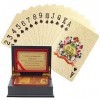 Kurtzy Jeux de Carte 54 en Or - Jeu de Carte Etanche en Feuille d’Or - Magie, Poker et Parties en Famille - Carte Poker Profe