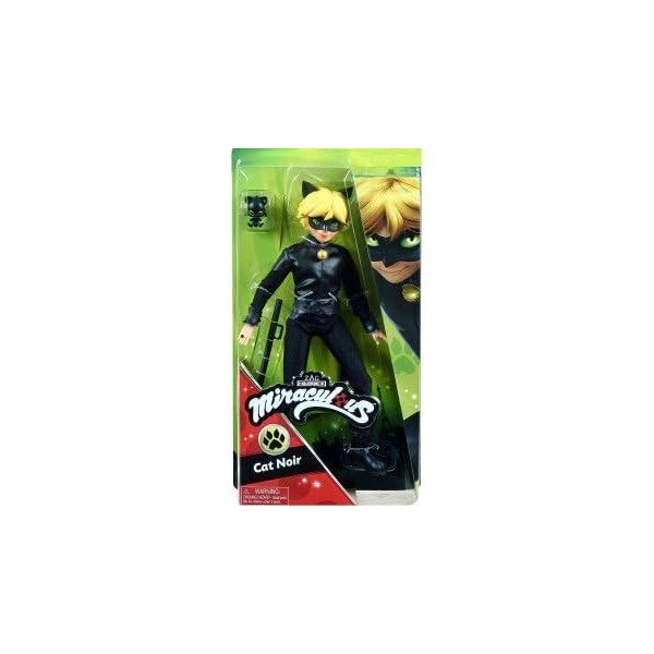 Coffret pour Miraculous Chat Noir 26 cm + 2 Accessoires - Set poupée Mannequin articulée Adrien + 1 Carte Offerte - Set Jouet