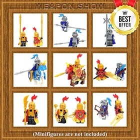 Minifigures Weapon Pack Accessories Kit Knight Weapons Set Including Armor Helmet Shield Barding Horses Designed for Minifigu