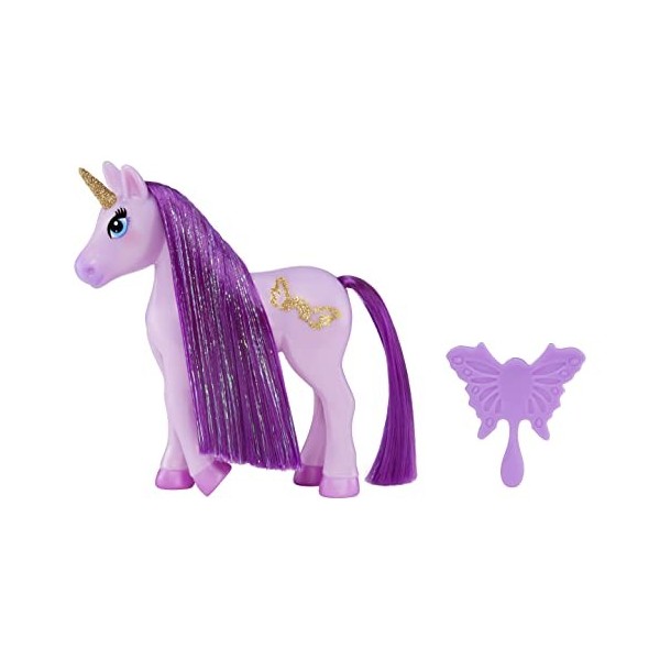 Dream Ella- MGAs Dream Bella Petite Licorne-Lavender – Accessoire Magique Violet avec 1 Brosse Papillon – Coiffez la crinièr