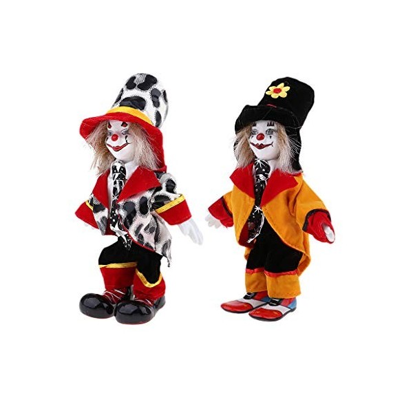 oshhni Poupée Clown en Porcelaine Vintage de 7 Pouces, 2 Pièces Peuvent Sasseoir et Se Tenir Debout,