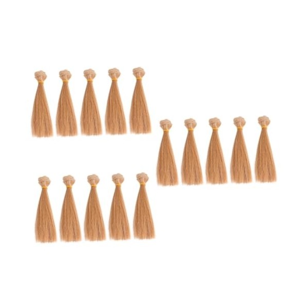 VILLCASE 15 Pcs Trames De Cheveux Raides Poupées Bjd Postiche Bricolage Poupée Faire des Trames Épine-Vinette Poupée De Cheve