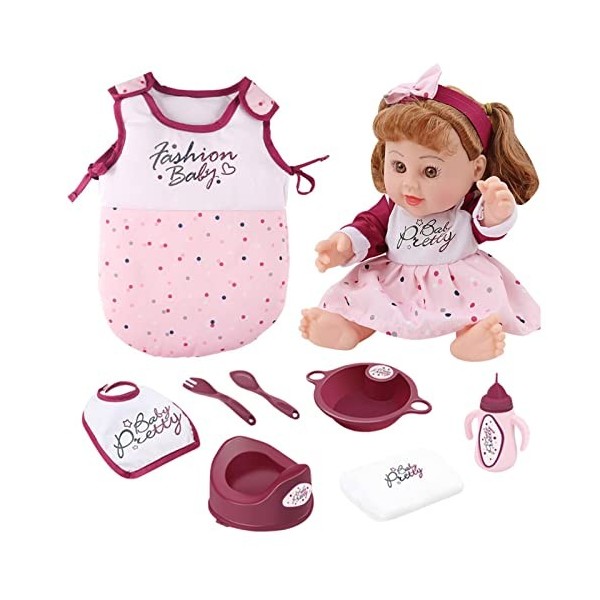 Gruwkue Poupée en Vinyle, Poupée Fille réaliste adorables poupées en Vinyle Souple avec Lait et Couche, Kit poupée pour Cadea