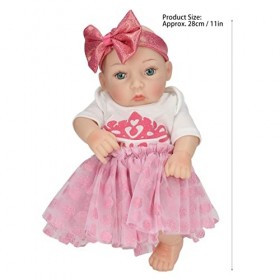 Alomejor 11in Réaliste Bébé Poupée Grands Yeux Fille Bébé Poupée Silicone Réaliste Baignable Vinly Nouveau-né Bébé Poupée pou