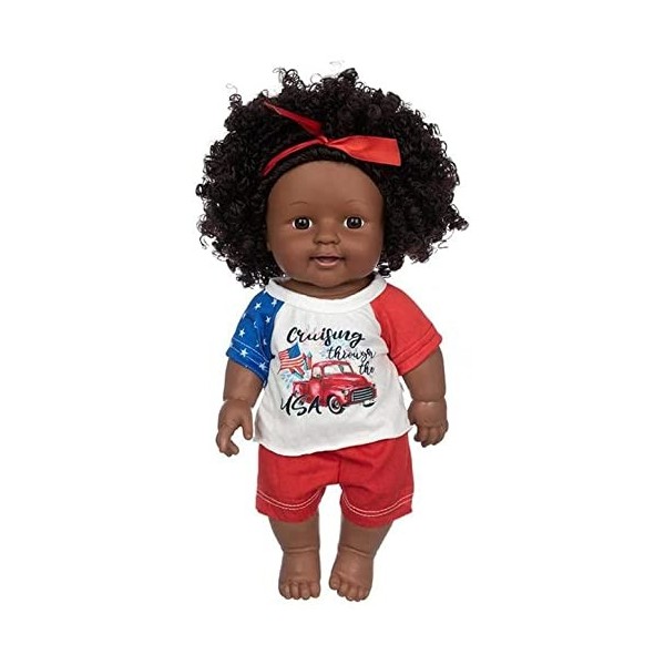 Aeromdale Poupée noire pour fille de 30,5 cm avec t-shirt short, vêtements pour enfants, vacances, cadeau danniversaire – B