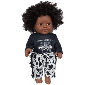 Aeromdale Poupée noire de 30,5 cm avec haut à manches longues et pantalon, vêtements pour enfants, vacances, cadeau danniver