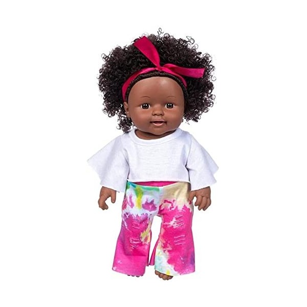 Aeromdale Poupée noire de 30,5 cm avec haut à manches longues et pantalon, vêtements pour enfants, vacances, cadeau danniver