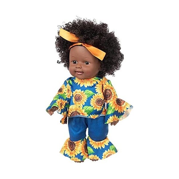 Aeromdale Poupée noire de 30,5 cm avec haut à manches longues et pantalon, vêtements pour enfants, vacances, cadeau danniver