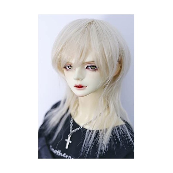 Tita-Doremi Perruque BJD à rotule - 22 à 24 cm - Cheveux gris - Tête de poupée - Pour poupée