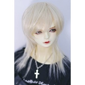 Tita-Doremi Perruque BJD à rotule - 22 à 24 cm - Cheveux gris - Tête de poupée - Pour poupée