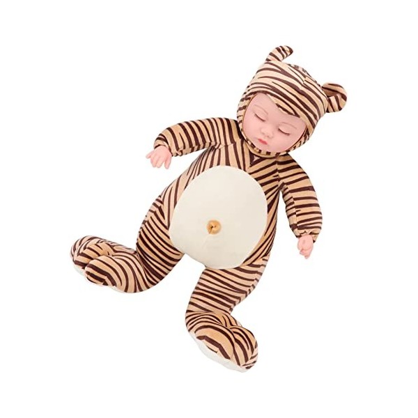 Poupée en Vinyle Électrique, 40cm Réaliste Mignonne 3 Lumière Musique Vinyle Poupée en Forme de Tigre pour Enfants de 4 à 6 A