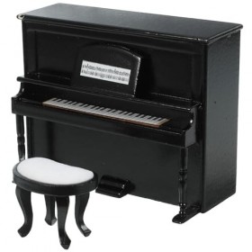 ibasenice Modèle De Piano Miniature avec Tabouret en Bois Piano Droit Réplique Maison De Poupée Piano À Queue Décoration Arti