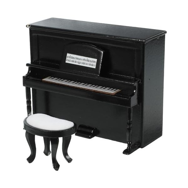 ibasenice Modèle De Piano Miniature avec Tabouret en Bois Piano Droit Réplique Maison De Poupée Piano À Queue Décoration Arti