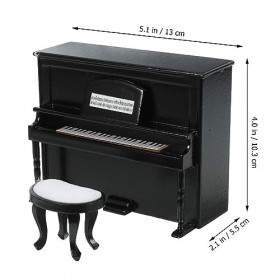 ibasenice Modèle De Piano Miniature avec Tabouret en Bois Piano Droit Réplique Maison De Poupée Piano À Queue Décoration Arti