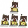 Totority 4 Pièces Micro Paysage Maison Noël LED Neige Villa Vacances Action Figure Noël Embellissement Miniature Village De N