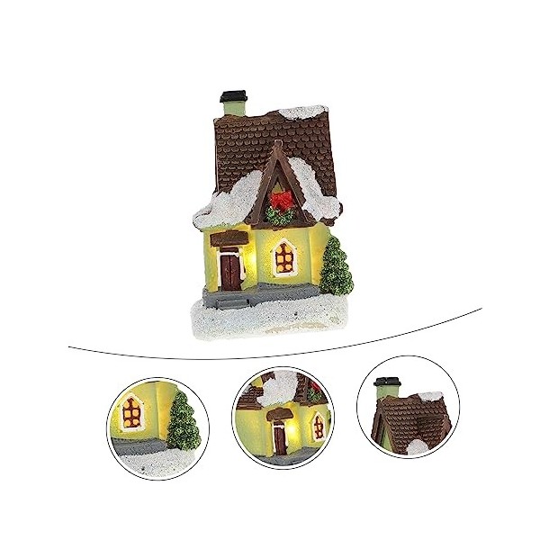 Totority 4 Pièces Micro Paysage Maison Noël LED Neige Villa Vacances Action Figure Noël Embellissement Miniature Village De N