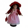 Harilla 12inches Porcelain Pink Dress Standing Doll W/Stand Home Decor