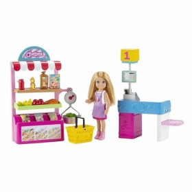 Barbie Famille coffret Supermarché avec mini-poupée Chelsea blonde et plus de 15 accessoires, jouet pour enfant, GTN67