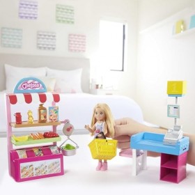 Barbie Famille coffret Supermarché avec mini-poupée Chelsea blonde et plus de 15&nbsp;accessoires, jouet pour enfant, GTN67