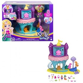 Polly Pocket Pollyville coffret Le Monde Féerique des Princesses avec mini-figurines Polly et une amie, 15 accessoires surpri