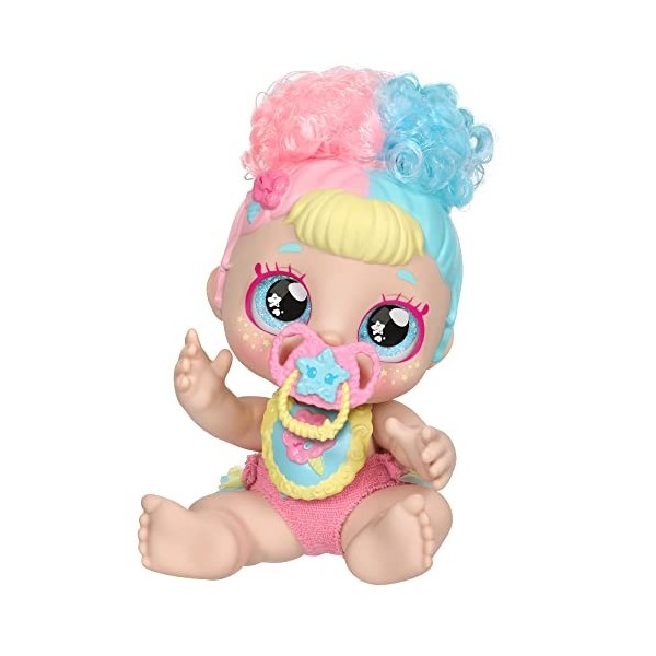 Kindi Kids Pastel Sweets Scented Kisses Little Sister Official Baby Doll with Big Glitter Eyes, Chubby, Squishy Arms and Legs