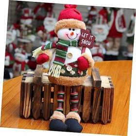 ibasenice 2 Pcs Cadeaux De Noël Statue Assis Père Noël Bonhomme De Neige Renne Étagère Gardiens avec Jambes Pendantes Jouets 