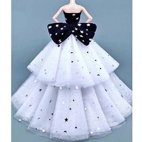 Robe de poupée Bikini Noire Robe de soirée en Queue daronde à Jupe étoilée Blanche Vêtements de poupée pour poupées de 12 Po