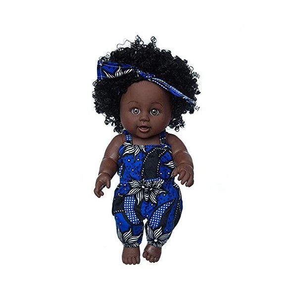 Uteruik Poupée noire de 30 cm - Poupée africaine américaine avec bandeau - Vêtement pour filles - Cadeau danniversaire G 