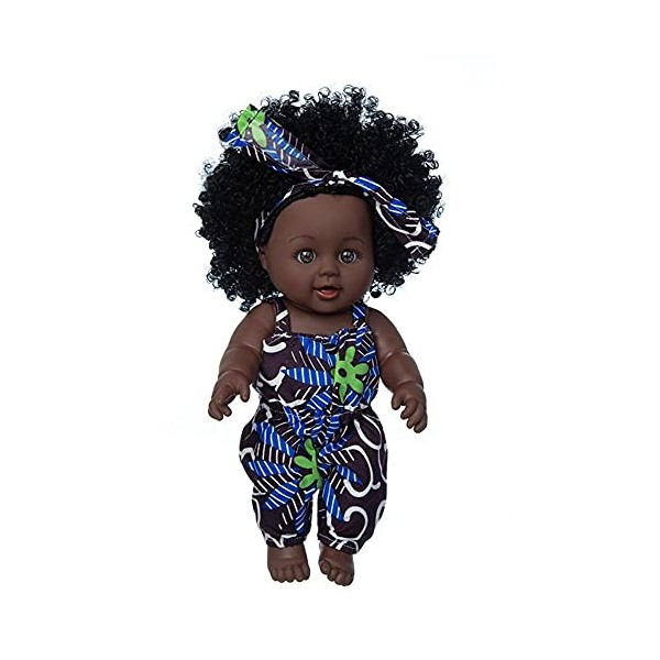 Uteruik Poupée noire de 30 cm - Poupée africaine américaine avec bandeau - Vêtement pour filles - Cadeau danniversaire C 