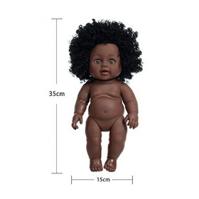 Uteruik Poupée noire de 30 cm - Poupée africaine américaine avec bandeau - Vêtement pour filles - Cadeau danniversaire C 