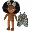 NICEYEA Poupée en peluche de 33 cm - Poupée africaine noire pour fille - Poupée bébé - Poupée africaine avec cheveux bouclés 