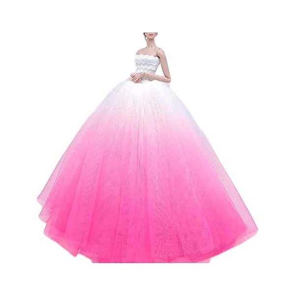 Robe de Mariage pour poupées Robe de Princesse en Gaze Rose dégradé Blanc Vêtements pour poupées de 12 Pouces