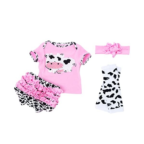 Adorainbow 4 Pièces Vêtements De Poupée De Vache Accessoires De Jouets pour Filles Tenues De Bébé Reborn Vêtements De Vache N