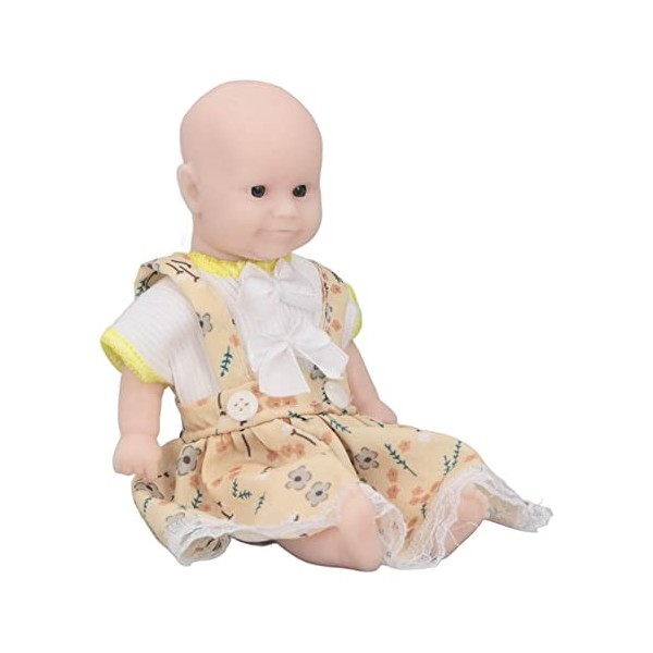 6inch Newborn Toddler Dolls, Portable Lifelike Full Silicone Body Reborn Baby Dolls avec Robe Jaune