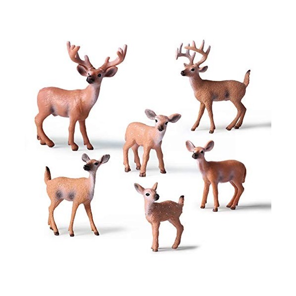 éducatifs Animaux de la forêt Chiffres Jouets Set 6 pièces Renne de noël réaliste cerf de Virginie modèle daction en plastiq