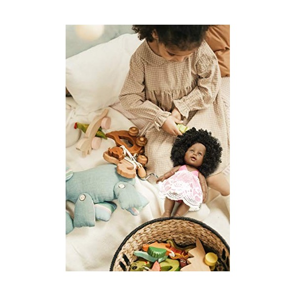Poupée noire africaine pour enfants à offrir | Jouet de 30 cm à offrir en cadeau de Noël ou Anniversaire | Bébé fille afro au