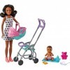 Barbie Skipper Babysitters Inc. Ensemble de Jeu avec poupée Babysitter Cheveux Bruns bouclés , Poussette, poupée et 5 Access