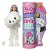 Barbie Poupée Mannequin Cutie Reveal Snowflake Sparkle avec costume d’ours polaire et 10 surprises, dont éléments qui changen