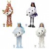 Barbie Poupée Mannequin Cutie Reveal Snowflake Sparkle avec costume d’ours polaire et 10 surprises, dont éléments qui changen