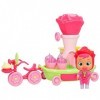 CRY BABIES MAGIC TEARS Happy Flowers - Le vélo chariot de Rose | Playset, poupée exclusive, Rose et 17 accessoires pour faire