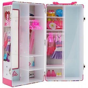 klein Theo 5801 Barbie Mallette Armoire avec Tringles et Compartiments de Rangement et Autres Accessoires Multicolores - Joue