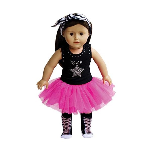 The New York Doll Collection Glorious Duveteux Complete Rock Star Tenue pour Mode Poupées Fille Comprend Rock Star Tutu - Cha