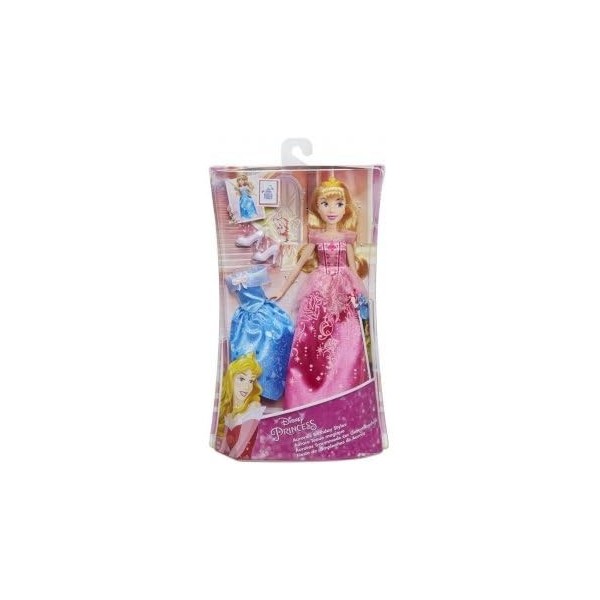 Poupee pour Disney Princess Belle au Bois Dormant : Tenue féérique de Princesse - Robe Bleue + Robe Rose - Set poupée Mannequ