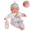 jc toys Muñeca Berenguer Boutique de Cuerpo blando de 38 cm, sus ojos se abren y cierran, y Compris ropa y accesorios, Gris, 