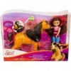 Coffret pour Spirit : poupée Lucky + Cheval Brun Spirit 20 cm + Accessoires - Set Jouet Fille + 1 Carte - Animaux