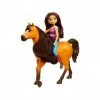 Coffret pour Spirit : poupée Lucky + Cheval Brun Spirit 20 cm + Accessoires - Set Jouet Fille + 1 Carte - Animaux