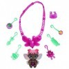 Baby Alive Glo Pixies Minis Carry n Care Necklace - F5846 - Poupée 10cm + Accessoires pailletés - Rose Blossom